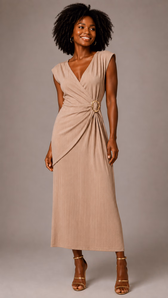 VESTIDO MIDI C/TRANSP LATERAL